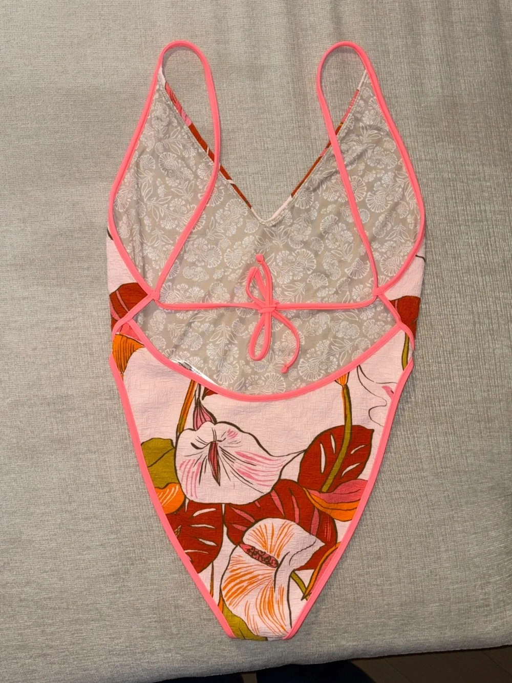Free People Free-est Amber Printed One Piece Swimsuit Pura Vida Blush XL NEW NWT